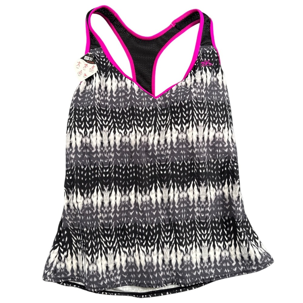 ZeroXposur UPF 30 Active Tank Top Sleeveless Athletic Black White Pink Size 12